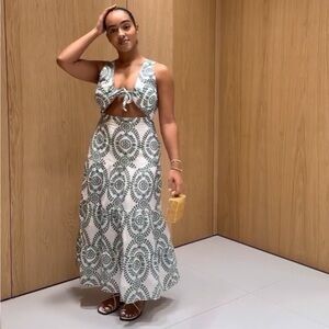 Zara Perforated Knotted Embroidered Dress